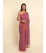 Suta Multi Checked Cotton Blend Saree