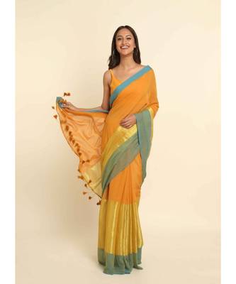 Suta Multi Solid Cotton Blend Saree 9