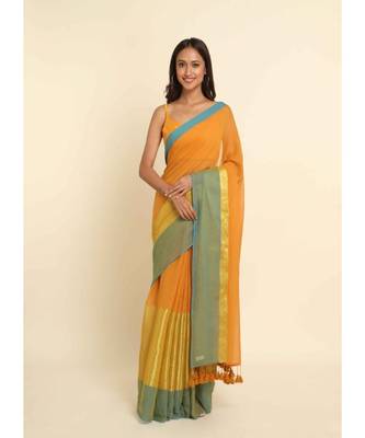 Suta Multi Solid Cotton Blend Saree 11