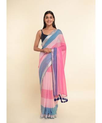 Suta Multi Colourblocked Cotton Blend Saree 1