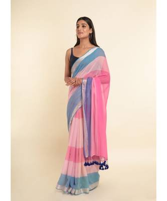 Suta Multi Colourblocked Cotton Blend Saree 4