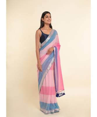 Suta Multi Colourblocked Cotton Blend Saree 6