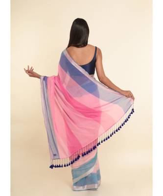 Suta Multi Colourblocked Cotton Blend Saree 8