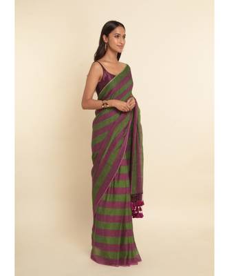 Suta Multi Striped Pure Cotton Saree 10