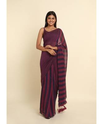 Suta Multi Striped Pure Cotton Saree 1