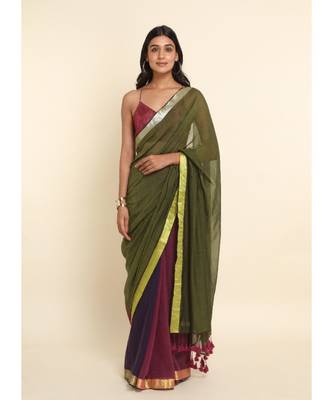 Suta Multi Colourblocked Cotton Blend Saree 1