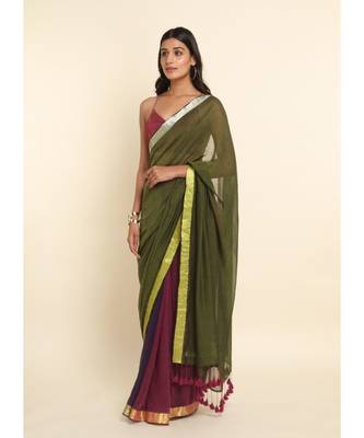Suta Multi Colourblocked Cotton Blend Saree 4