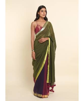 Suta Multi Colourblocked Cotton Blend Saree 6