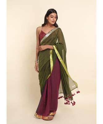Suta Multi Colourblocked Cotton Blend Saree 7