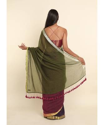 Suta Multi Colourblocked Cotton Blend Saree 8