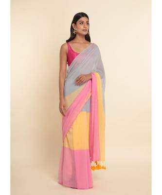 Suta Multi Colourblocked Pure Cotton Saree 10