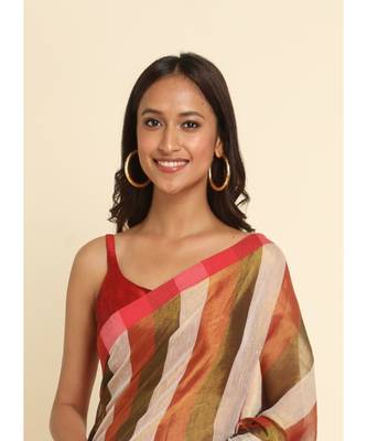 Suta Multi Striped Cotton Blend Saree 5