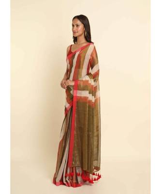 Suta Multi Striped Cotton Blend Saree 6