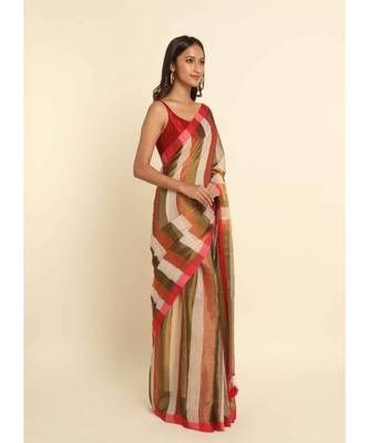 Suta Multi Striped Cotton Blend Saree 8