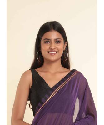 Suta Purple Solid Cotton Blend Saree 3