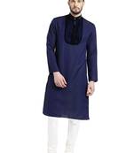 blue Jacquard Printed  kurta with   pajama