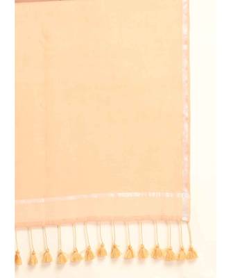 Suta Peach Cotton Blend Striped Saree 8