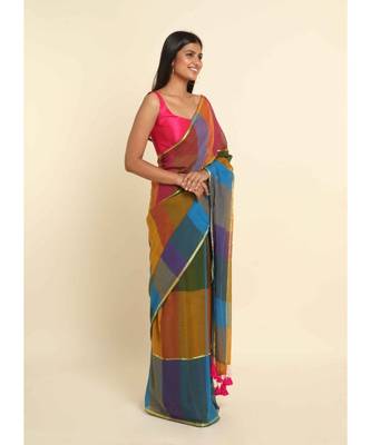 Suta Multi Cotton Blend Colourblocked Saree 3