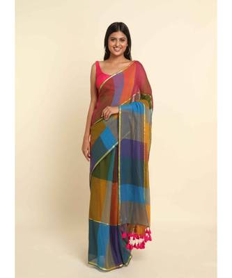 Suta Multi Cotton Blend Colourblocked Saree 8