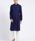 blue rayon plain  kurta with   pajama