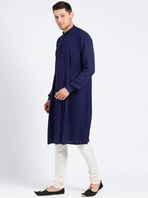 blue rayon plain  kurta with   pajama 3