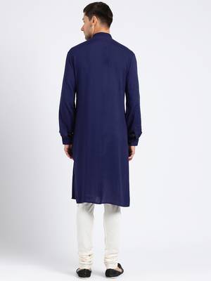blue rayon plain  kurta with   pajama 4