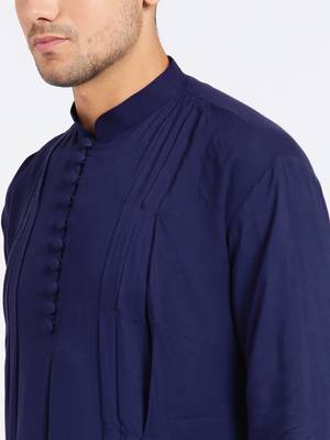 blue rayon plain  kurta with   pajama 5