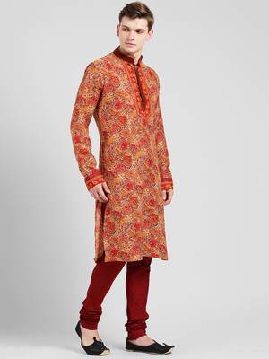 Multicolor cotton Printed  kurta with   pajama 2