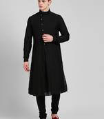 Black cotton plain  kurta with   pajama