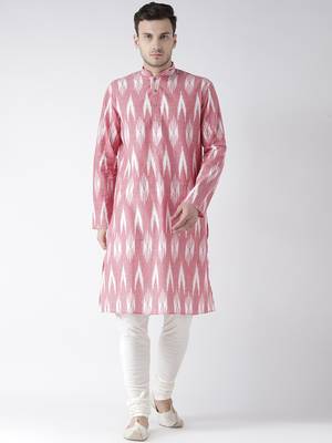 Pink cotton Printed  kurta with   pajama 1