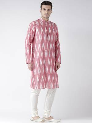 Pink cotton Printed  kurta with   pajama 2
