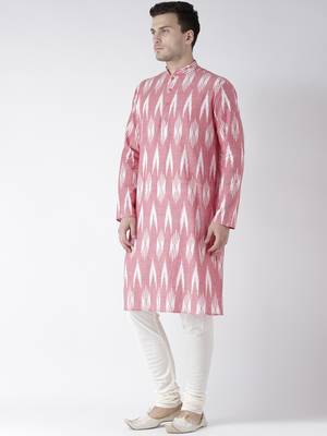 Pink cotton Printed  kurta with   pajama 3