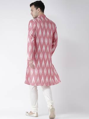 Pink cotton Printed  kurta with   pajama 4