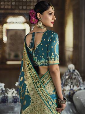 Grey woven silk saree with blouse 3