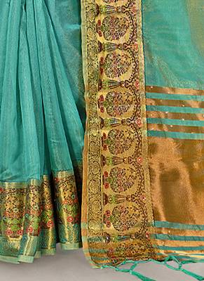 Sky blue embroidered organza saree with blouse 3
