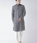 blue cotton Printed  kurta