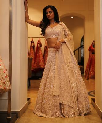 Pink Net Lehenga And Blouse  1