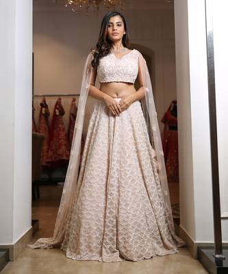 Pink Net Lehenga And Blouse  1
