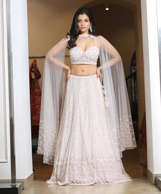 Pink Net Lehenga And Blouse  1