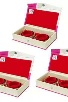 atorakushon Pink Bangel Storage Box Organiser Easy to Carry Pack of 3