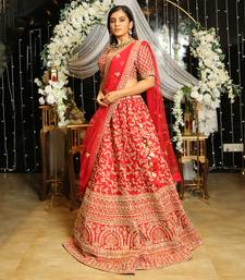 Red Hand Embroidered Lehenga Set