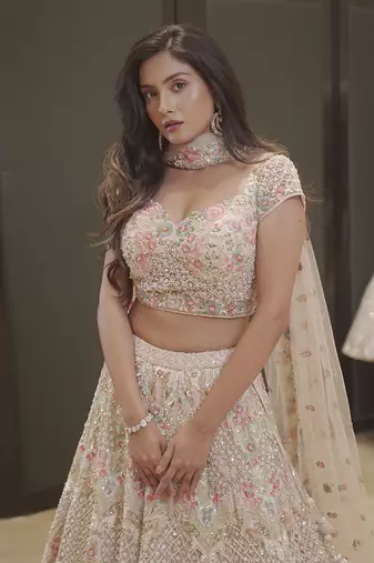 Ivory Hand Embellished Lehenga and Blouse