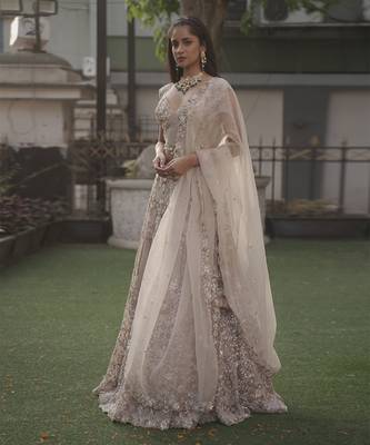 Peach Organza Lehenga 1