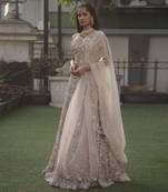 Peach Organza Lehenga