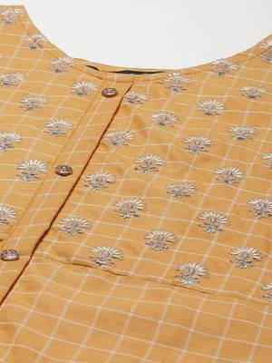 Orange embroidered cotton cotton-kurtis 2