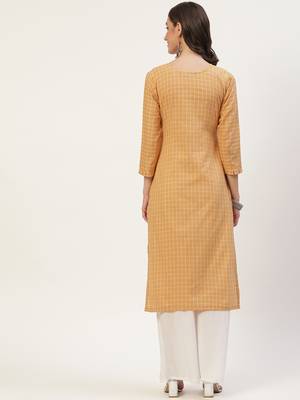 Orange embroidered cotton cotton-kurtis 4