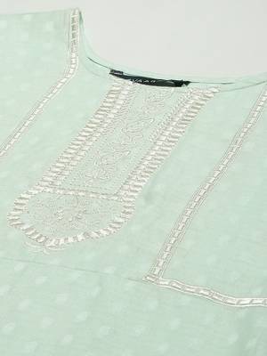 Light-green embroidered cotton cotton-kurtis 2
