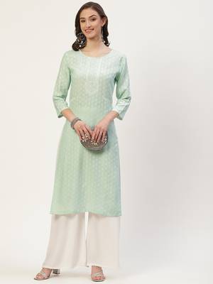 Light-green embroidered cotton cotton-kurtis 5