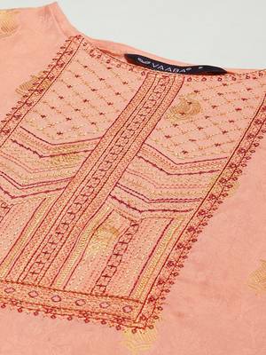 Peach embroidered cotton cotton-kurtis 2
