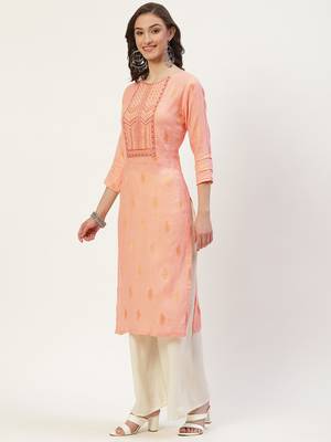 Peach embroidered cotton cotton-kurtis 3